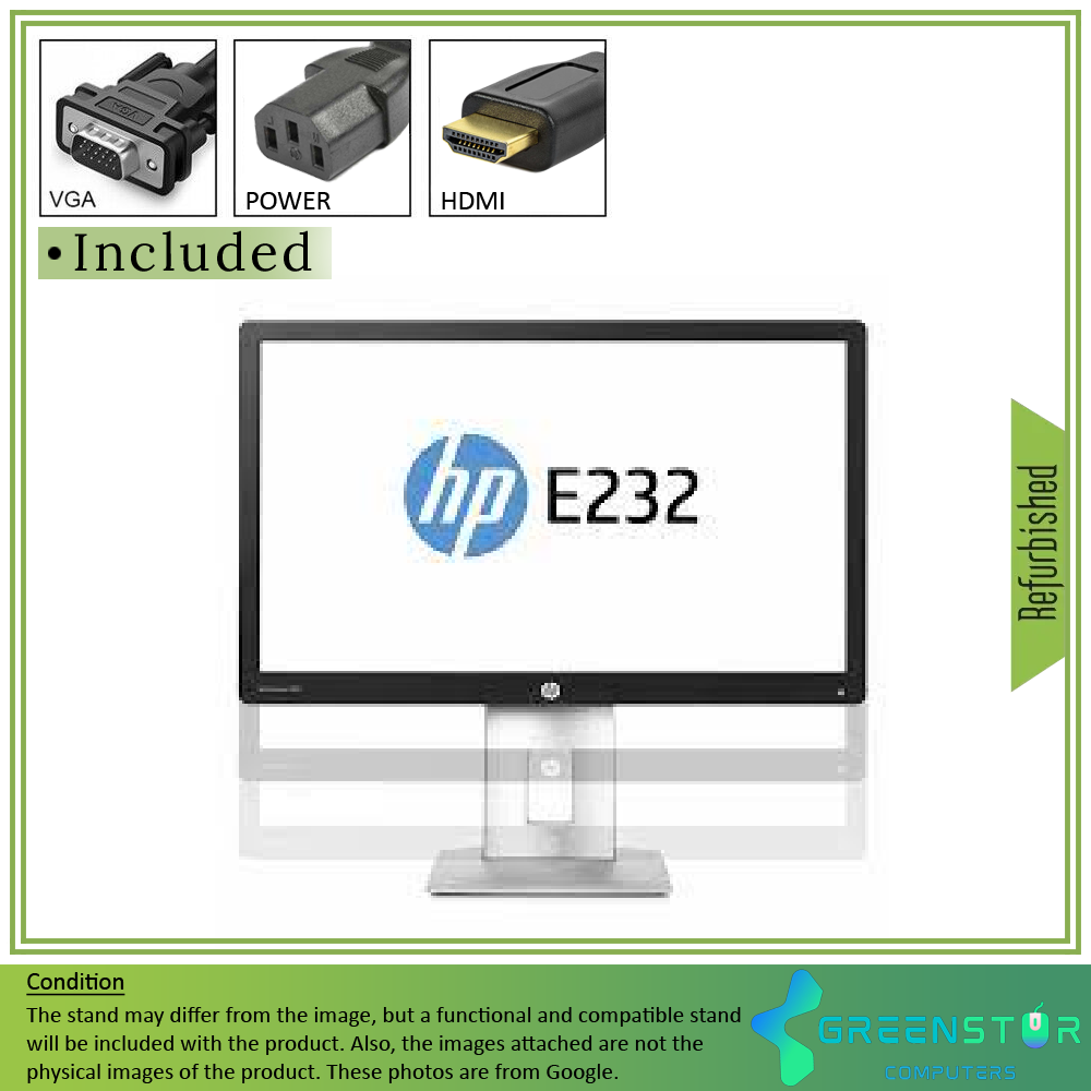 Refurbished(Good) - HP EliteDisplay E232 23" Widescreen 1920x1080 FHD LED Backlight LCD IPS Monitor